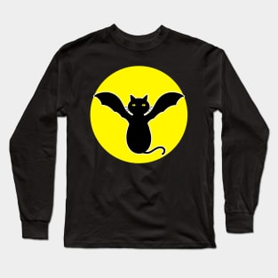 Cute Cat Bat And The Moon Long Sleeve T-Shirt